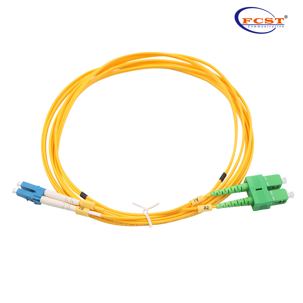 SC/APC-LC/UPC Duplex Singlemode 3.0mm 1m PVC G652D Fiber Optic Patch Cord